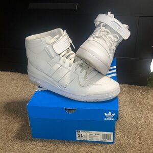 Adidas Mens Forum Mid 'Triple White' Sneakers